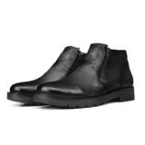 Ducavelli Chelsea Genuine Leather Anti-Slip Sole Zippered Casual Boots Black.