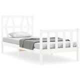 The Living Store Posteljni okvir z vzglavjem bel 90x200 cm trden les - Posteljni Okvir, (21524335) | Shoptok.si