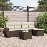 Maison Chic Seti vrtnega pohištva - Vrtna garnitura - Vrtni pohištvo set 6-delna z blazinami rjav poli ratan, (21804473) | Shoptok.si