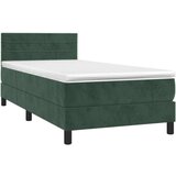 Box spring postelja z vzmetnico temno zelena 100x200 cm žamet | Shoptok.si