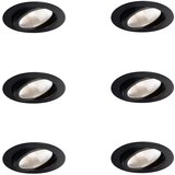 QAZQA Professional Komplet 6 vgradnih reflektorjev črne barve 9,5 cm vklj. LED 1300 lm Zatemnilni IP23 - Gaius Cene