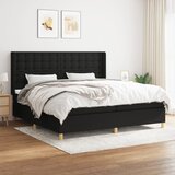 The Living Store Box spring postelja z vzmetnico črn 200x200 cm blago - Box Spring Postelja, (21448782) Cene