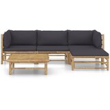 Maison Chic Seti vrtnega pohištva - Vrtna garnitura - Vrtni pohištvo set z blazinami 5-delna temno siva bambus, (21805431) | Shoptok.si
