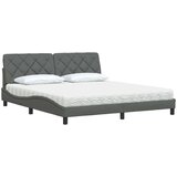 vidaXL Postelja z vzmetnico temno siva 180x200 cm blago | Shoptok.si