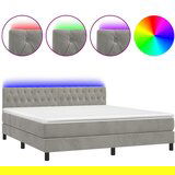 Maison Chic Box spring postelja - Vzmetna postelja z vzmetnico LED svetlo siva 160x200cm žamet SL22092, (21892656) | Shoptok.si
