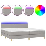 The Living Store Box spring postelja z vzmetnico LED sv. siva 200x200 cm blago - Box Spring Postelja, (21521519) | Shoptok.si