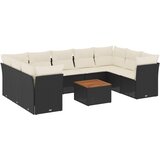  10-dijelni set vrtnih sofa s jastucima crni od poliratana | shoptok.hr