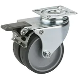 DÖRNER&HELMER Dvostruki valjak (Promjer kotačića: 50 mm, Nosivost: 80 kg, Klizni ležaj, S pločom i zaustavnikom)