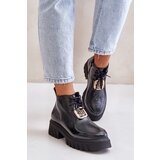 Zazoo 2952 Leather Ankle Boots With Golden Decoration Black | Shoptok.si