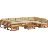  Set vanjskih sofa 10 pcs Prirodna i bež Čvrsto drvo akacije | Eponuda.ba