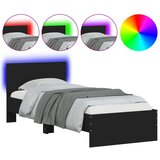 Maison Chic Posteljni okvir - Enojna postelja - Postelja za odrasle z vzglavjem in LED lučkami črn 75x190 cm-J16138, (21776790) | Shoptok.si