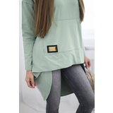 Kesi Sweatshirt with a long back and a hood in dark mint | shoptok.hr