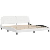 vidaXL Posteljni okvir z vzglavjem bel 200x200 cm umetno usnje, (21151981) | Shoptok.si