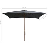 Vanjski suncobran s drvenim stupom 200 x 300 cm antracit | shoptok.hr