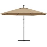  Konzolni vrtni suncobran LED s metalnim stupom 350 cm smeđesivi | Eponuda.com