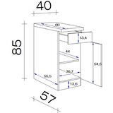 Flex-Well omarica levi, svetlo siva, š. 40 cm | Shoptok.si