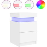 Maison Chic Nočna omarica - Nočna miza z LED lučkami bela 35x39x55 cm, (21687552) Cene