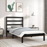 The Living Store Posteljni okvir črn iz trdne borovine 100x200 cm - Posteljni Okvir, (21530047) | Shoptok.si