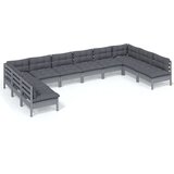 Maison Chic Seti vrtnega pohištva - Vrtna garnitura - Vrtni pohištvo set 10-delna z blazinami siva borovina, (21812542) | Shoptok.si