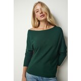 Happiness İstanbul Women's Emerald Green Boat Collar Knitwear Blouse Cene