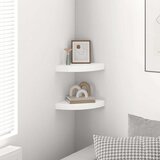  Plutajuće kutne police 2 kom. visoki sjaj bijele 25x25x3,8 cm MDF | shoptok.hr