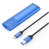 Zunanje ohišje za M.2 SATA 2230-2280 v USB 3.2 Gen1 Type-C, 5Gbps, aluminij, modro, PWM2