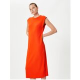 Koton Ribbed Midi Dress Short Sleeves Crew Neck | shoptok.hr