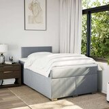 vidaXL Boxspring postelja z vzmetnico svetlo siva 120x190 cm blago | Shoptok.si