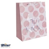 Viter Darilna vrečka z napisom Happy Birthday 18 x 23 cm - roza cene