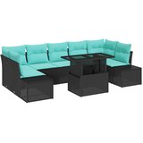 vidaXL Vrtna sedežna garnitura z blazino 8 pcs Črna in turkizna, (5000135001) | Shoptok.si