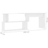  Kutni radni stol sjajni bijeli 200x50x76 cm konstruirano drvo | shoptok.hr