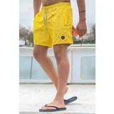 Madmext Yellow Patterned Men's Beach Shorts 6367 Cene