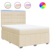 vidaXL Box spring postelja z vzmetnico krem 160x200 cm blago, (21304561) | Shoptok.si
