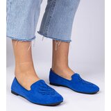 Gemre Blue women's eco-suede ballet flats with embroidery Ronna | Shoptok.si