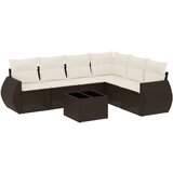 vidaXL 7-dijelni set vrtnih sofa od poliratana s jastucima smeđi | shoptok.hr
