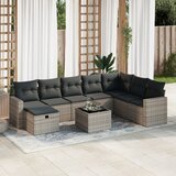 Maison Chic Seti vrtnega pohištva - Vrtna garnitura - Vrtni pohištvo set 9-delna z blazinami siv poli ratan, (21797150) | Shoptok.si