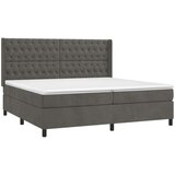  Box spring postelja z vzmetnico LED temno siva 200x200 cm žamet, (20788944) | Shoptok.si
