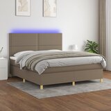 Krevet box spring s madracem LED smeđesivi 180x200 cm tkanina | Eponuda.com