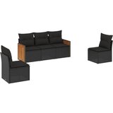 Maison Chic Seti vrtnega pohištva - Vrtna garnitura - Vrtni pohištvo set 5-delna z blazinami črn poli ratan, (21817287) | Shoptok.si