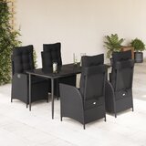 vidaXL 5-dijelni vrtni blagovaonski set s jastucima od poliratana crni | shoptok.hr