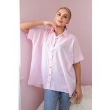 Kesi Cotton shirt with short sleeves in powder pink color Cene
