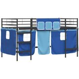  Krevet na kat za djecu s zavjesama Crna i Plava 90 x 200 cm | shoptok.hr
