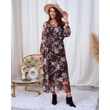 Resti Dark brown mesh floral maxi dress | Eponuda.ba