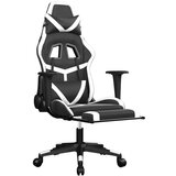  Gaming stol z oporo za noge črno in belo umetno usnje, (21152287) | Shoptok.si
