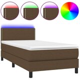 Box spring postelja z vzmetnico LED temno rjava 80x200 cm blago, (20789322) | Shoptok.si