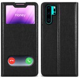 Cadorabo CATER Združljiv s Huawei v kometu Black - Zaščitni pokrov z magnetnim zapiranjem, stoječo funkcijo in 2 gledanjem oken, (20694094) | Shoptok.si