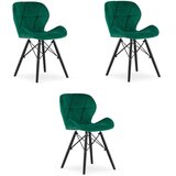 Brandless LAGO stol Velvet - zelena / črne noge x 3, (22031508) | Shoptok.si