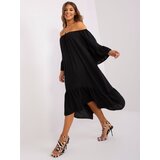 Fashion Hunters Black dress with ruffle and wide sleeves | Shoptok.si