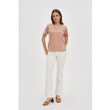 Marisse Beige Cotton V-Neck T-Shirt | Shoptok.si
