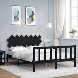vidaXL Okvir kreveta s uzglavljem crni 140 x 190 cm od masivnog drva Cijene